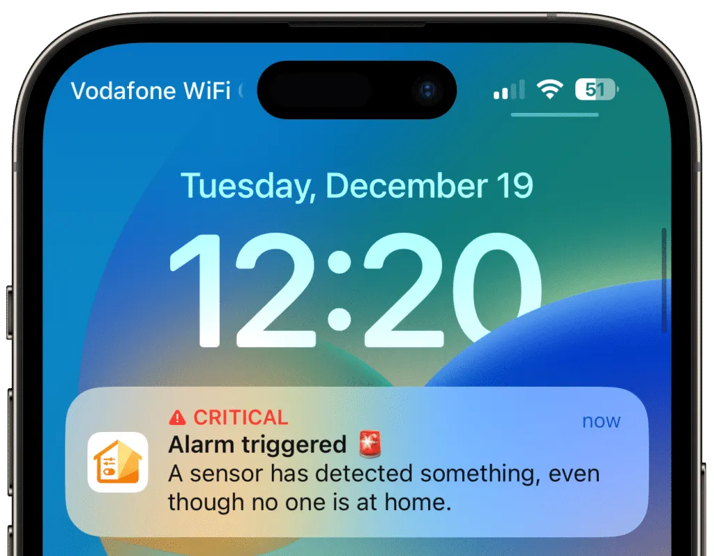 iPhone showing a security notification
